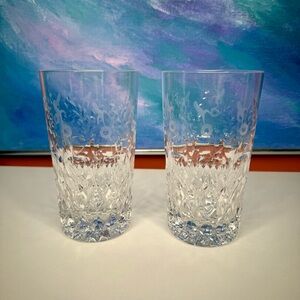 TWO Rogaska Gallia High Ball Cocktail Tom Collins Drinking Glasses Crystal Pair